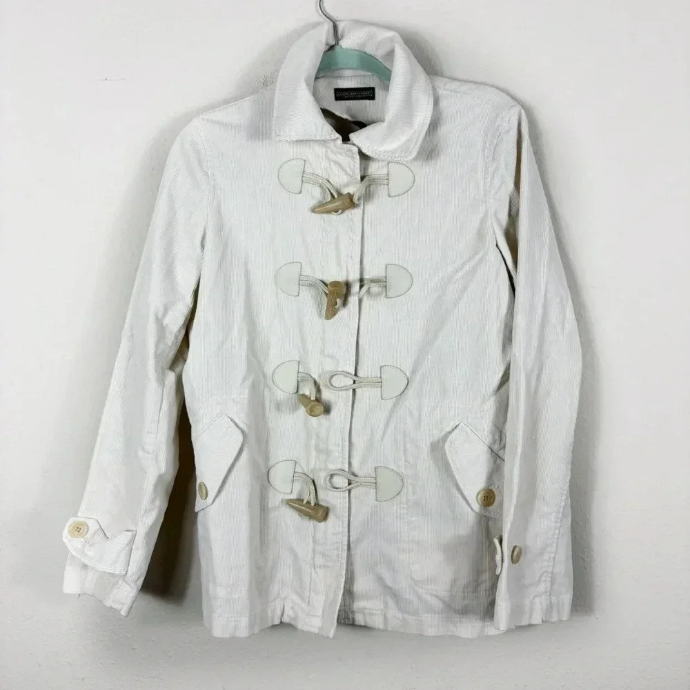 Lauren Ralph Lauren Jeans Company Corduroy Jacket Womens in Ivory Zip Toggle M - Picture 4 of 12